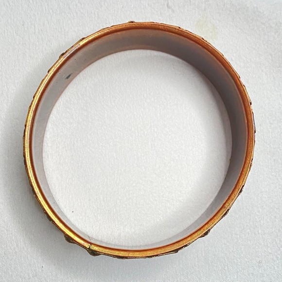 Copper Brass Bangle Bracelet Honeycomb Pattern - Picture 5 of 8